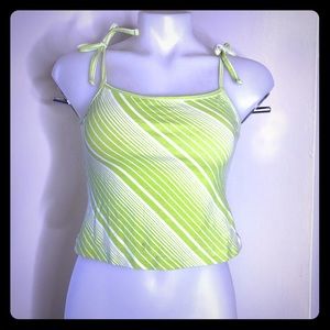 Neon Highlighter Green Yellow Stripe Crop Top S